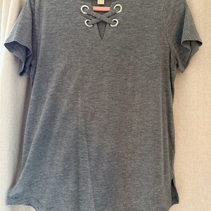 Michael Kors Charcoal Lace-Up Blouse